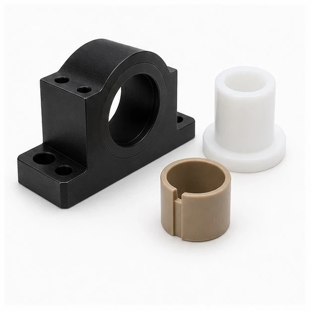 Các thành phần polymer gia công màu đen và sáng màu