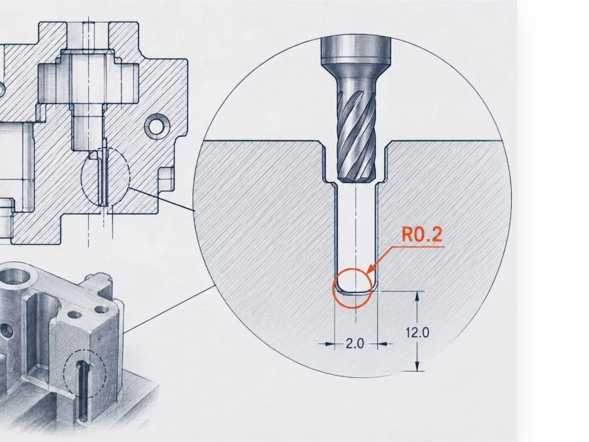 Section drawing highlighting an impractical internal corner