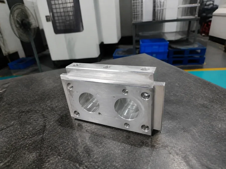 Machined blocks with bores, reference faces and mounting holes