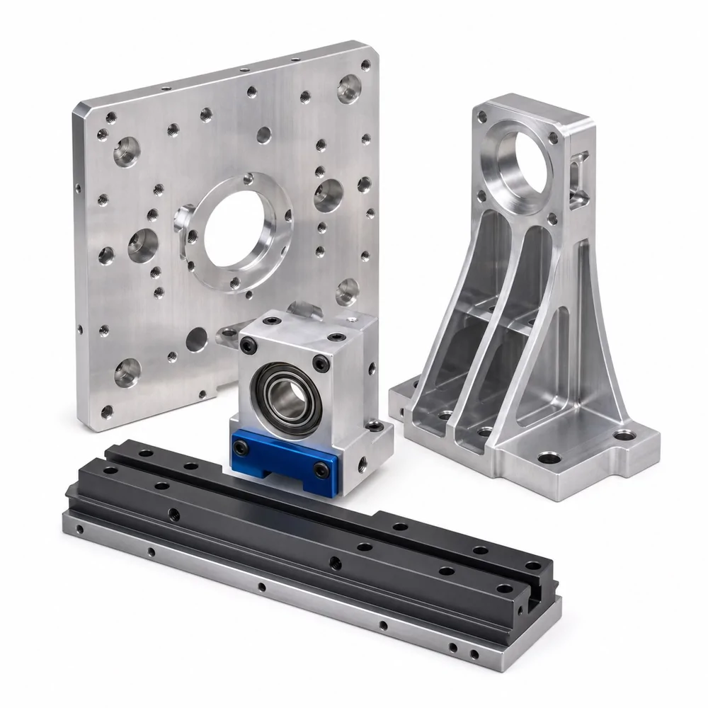 Precision mounting plate, support bracket, bearing housing and structural rail