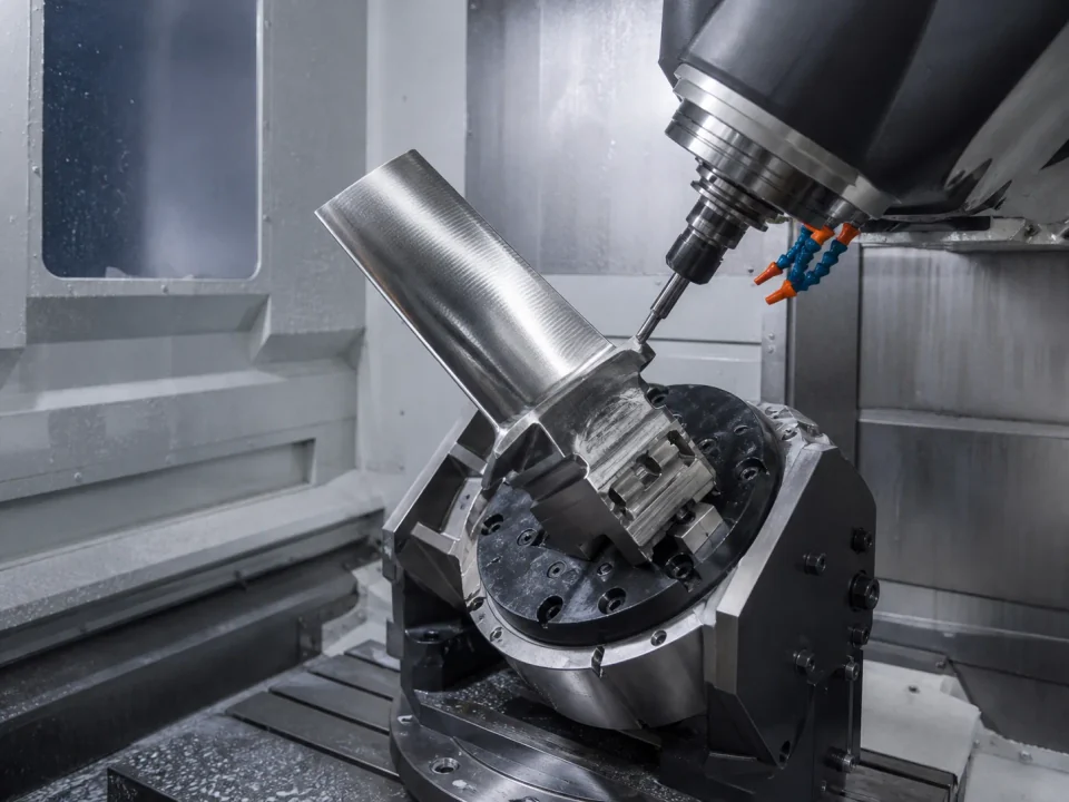 5-Axis Machining process with a secured metal workpiece