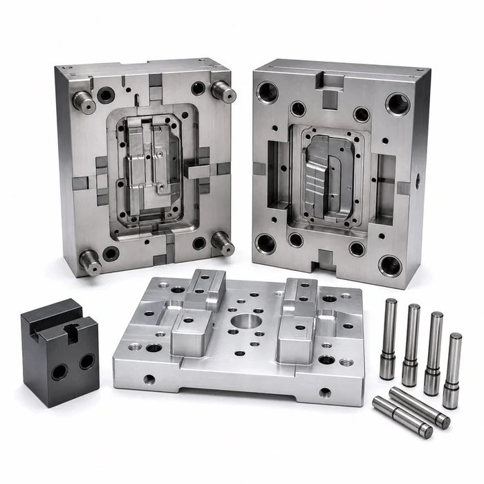 Mold plates, inserts and guide components