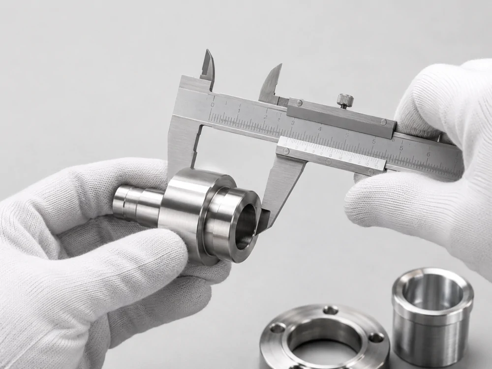 Caliper measurement across a cylindrical machined component