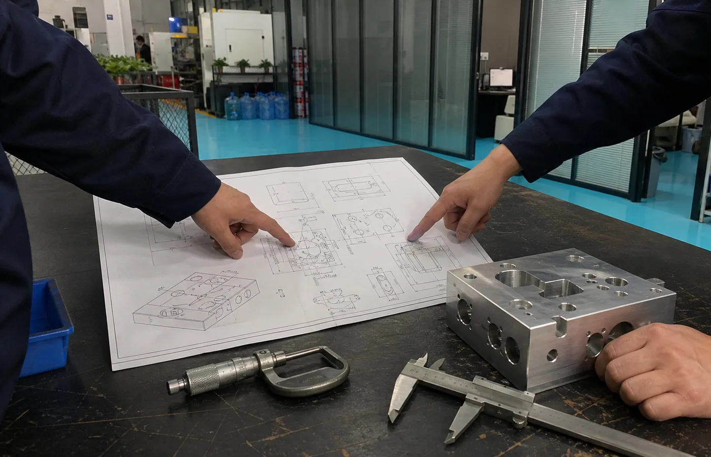 Drawing and precision part review in a factory environment