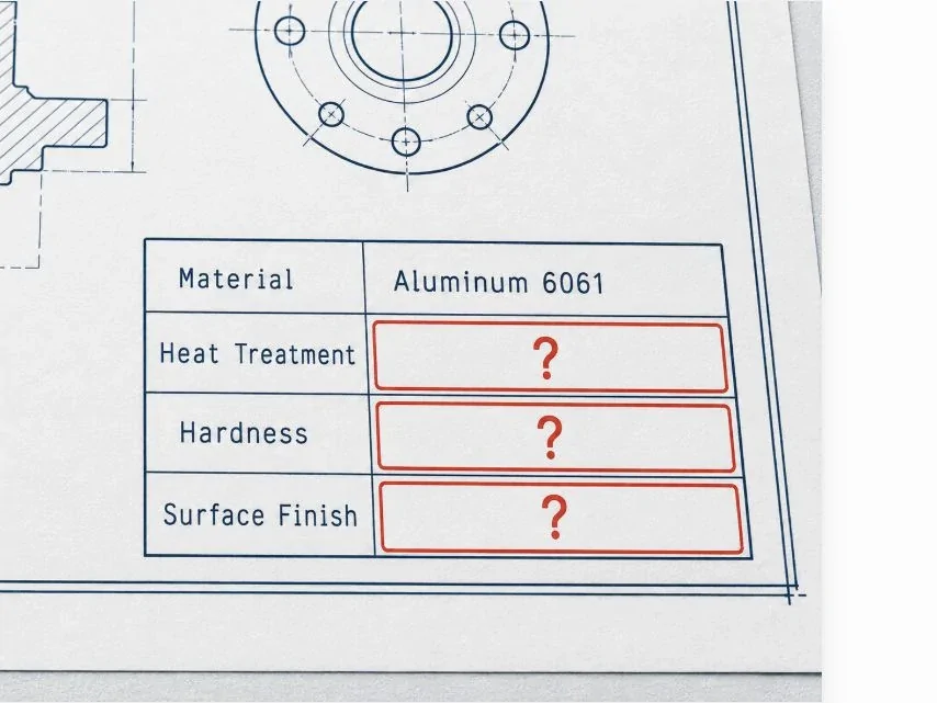 Zeichnungsmaterialnotiz mit ungelösten Bedingungs- und Endfeldern