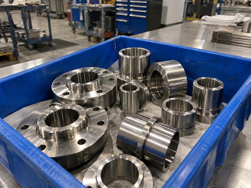 Stainless steel flanges and sleeves produced by CNC turning and milling
